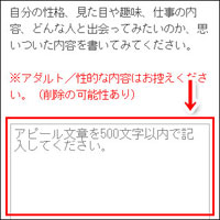 PCMAX(ピーシーマックス)アピール文章入力画面